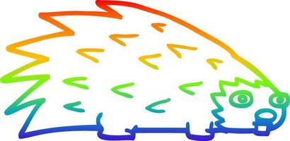 Regenbogen-Gradientenlinie Zeichnung Cartoon stacheliger Igel vektor