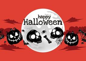verrücktes Kürbis-Halloween-Banner auf rotem Hintergrund vektor