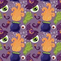 gespenstisches nahtloses Muster lila Design für Halloween-Geschenkpapier vektor