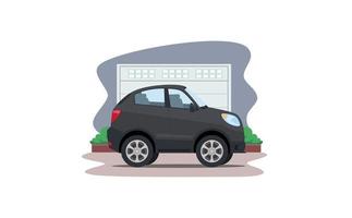 karikatur-suv-auto vor garagenvektorillustration vektor