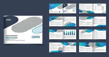 16-seitiges Firmenprofil-Broschürendesign im Querformat oder mehrseitiges Broschürenvorlagendesign vektor