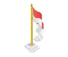 isometrische illustration der indonesischen roten und weißen unabhängigen flagge vektor