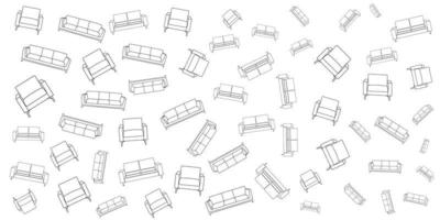 vektor illustration av soffa uppsättning klotter mönster.