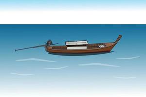 Longtail-Boot im Meer, handgezeichnete Illustration vektor