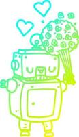 Kalte Gradientenlinie Zeichnung Cartoon-Roboter verliebt vektor