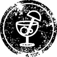 Cocktail mit Regenschirm-Distressed-Symbol vektor