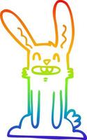 Regenbogen-Gradientenlinie Zeichnung Cartoon-Kaninchen vektor