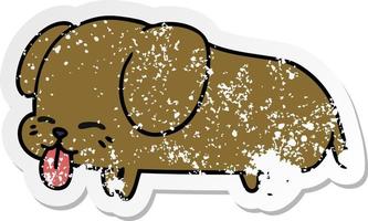 bedrövad klistermärke tecknad av söt kawaii hund vektor