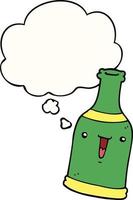 Cartoon-Bierflasche und Gedankenblase vektor