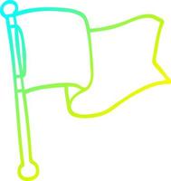 Kalte Gradientenlinie Zeichnung Cartoon weiße Fahne weht vektor