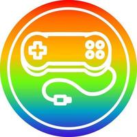 Konsolenspielcontroller kreisförmig im Regenbogenspektrum vektor