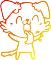 warme Gradientenlinie Zeichnung Cartoon keuchender Hund vektor