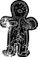 Grunge-Icon-Zeichnung eines Lebkuchenmannes vektor