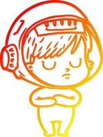 warme Gradientenlinie Zeichnung Cartoon Astronaut Frau vektor