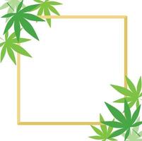 cannabis blad med guld ram bakgrund. vektor