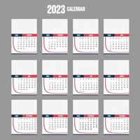 roter und schwarzer Kalender 2023 vektor