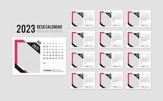 2023 ny år enkel skrivbord kalender mall, dagligen skrivbord kalender vektor