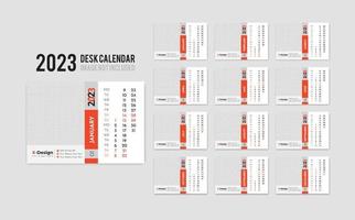 2023 skrivbord eller tabell kalender, en gång i månaden planerare vektor