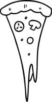 linjeritning doodle av en skiva pizza vektor