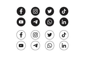Reihe von Social-Media-Symbolen auf weißem Hintergrund vektor