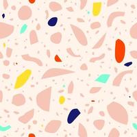 sömlös terrazzo mönster i rosa, blå, gul, röd och azurblå. samtida eleganta sten textur i scandinavian stil. hand dragen trendig bakgrund för skriva ut, design, tyg. vektor illustration