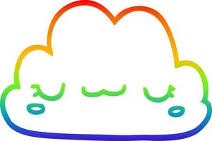 Regenbogen-Gradientenlinie, die niedliche Cartoon-Wolke zeichnet vektor