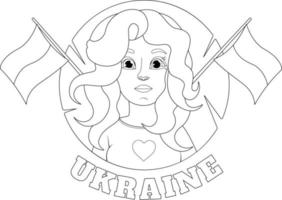 färg sida. gråt flicka med ukrainska flaggor och de inskrift ukraina vektor