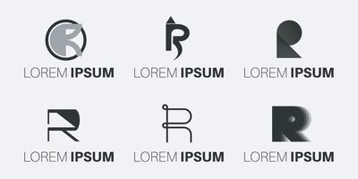 uppsättning av kreativ monogram brev r logotyp design vektor