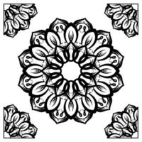 mandala prydnad, svart och vit, runda dekoration, med klassisk ram vektor