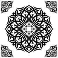 mandala prydnad, svart och vit, runda dekoration, med klassisk ram vektor