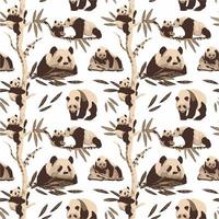 söt liten panda med henne familj vektor sömlös mönster