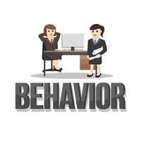 Geschäftsfrau-Verhaltensdesigncharakter auf weißem Hintergrund vektor