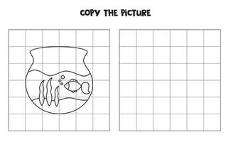 Kopieren Sie das Bild des Schwarz-Weiß-Aquariums. Logikspiel für Kinder. vektor