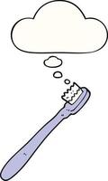 Cartoon-Zahnbürste und Gedankenblase vektor