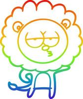 Regenbogen-Gradientenlinie Zeichnung Cartoon gelangweilter Löwe vektor