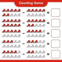 räkna och matcha, räkna antalet skridskor och matcha med rätt siffror. pedagogiskt barnspel, utskrivbart kalkylblad, vektorillustration vektor