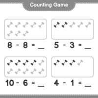 räkna och matcha, räkna antalet hantlar och matcha med rätt siffror. pedagogiskt barnspel, utskrivbart kalkylblad, vektorillustration vektor