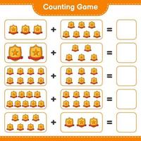 räkna och matcha, räkna antalet troféer och matcha med rätt nummer. pedagogiska barn spel, utskrivbara kalkylblad, vektor illustration