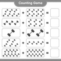räkna och matcha, räkna antalet hantlar och matcha med rätt siffror. pedagogiskt barnspel, utskrivbart kalkylblad, vektorillustration vektor
