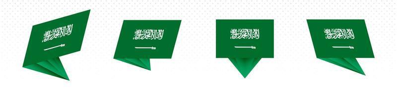 Flagge Saudi-Arabiens im modernen abstrakten Design, Flaggensatz. vektor