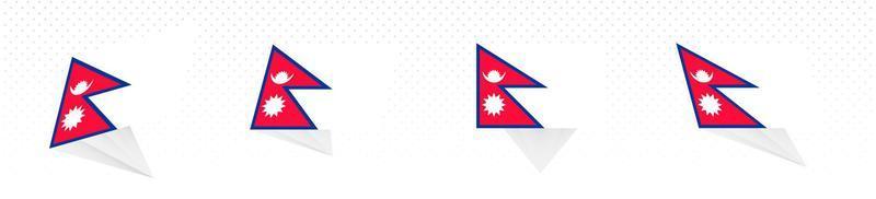 Flagge von Nepal im modernen abstrakten Design, Flaggensatz. vektor
