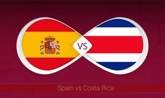 spanien gegen costa rica im fußballwettbewerb, gruppe a. gegen Symbol auf Fußballhintergrund. vektor
