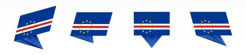 Flagge von Kap Verde im modernen abstrakten Design, Flaggensatz. vektor