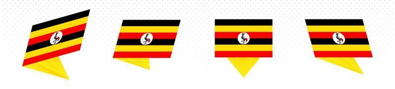 Flagge von Uganda im modernen abstrakten Design, Flaggensatz. vektor