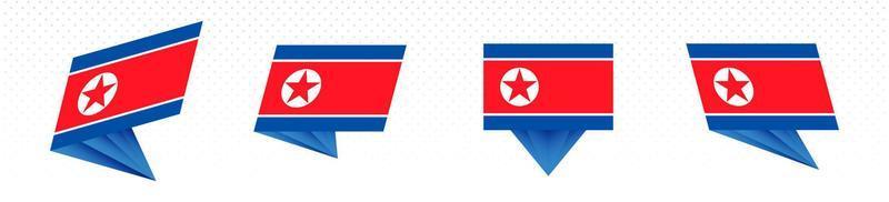 Flagge von Nordkorea im modernen abstrakten Design, Flaggensatz. vektor