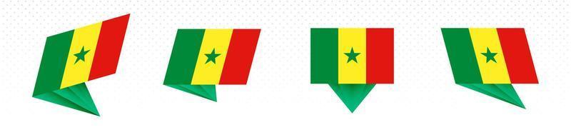 Flagge Senegals im modernen abstrakten Design, Flaggensatz. vektor
