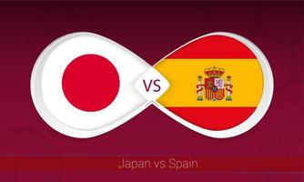 japan mot Spanien i fotboll konkurrens, grupp a. mot ikon på fotboll bakgrund. vektor