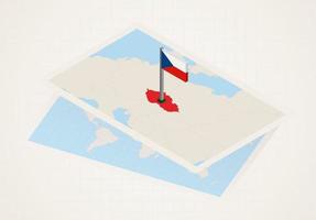 tschechische republik auf karte mit isometrischer flagge der tschechischen republik ausgewählt. vektor