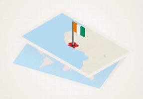 Elfenbeinküste auf Karte mit 3D-Flagge der Elfenbeinküste ausgewählt. vektor