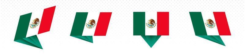 flagga av mexico i modern abstrakt design, flagga uppsättning. vektor
